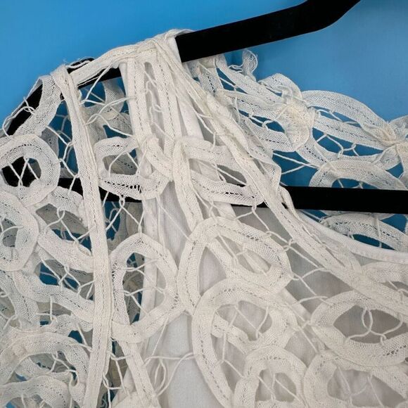 J. Mclaughlin Women's‎ Clarice Lace Cotton Crochet Scallop Blouse White Size XS - Picture 5 of 11